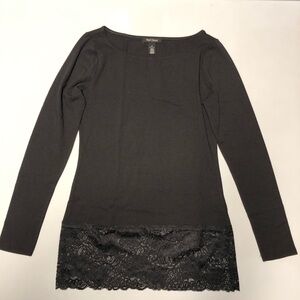 WHBM long sleeve lace hem top blouse size M